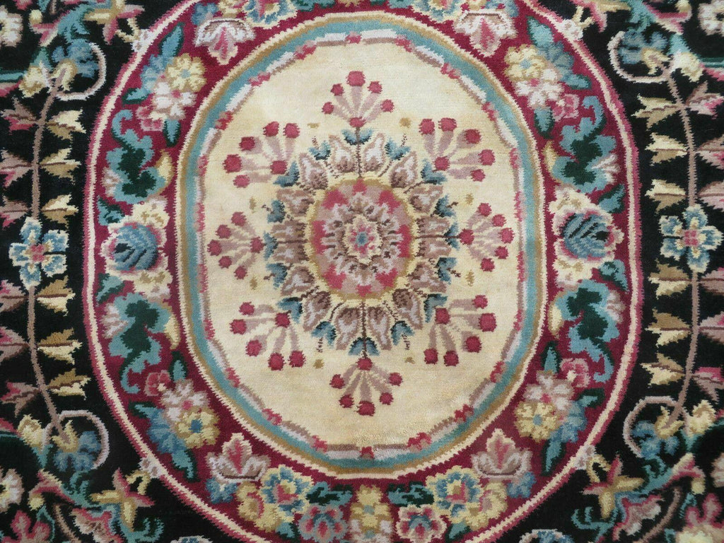 9' X 12' Decorative Chinese Aubusson Hand Knotted Pile Wool Rug Black Nice