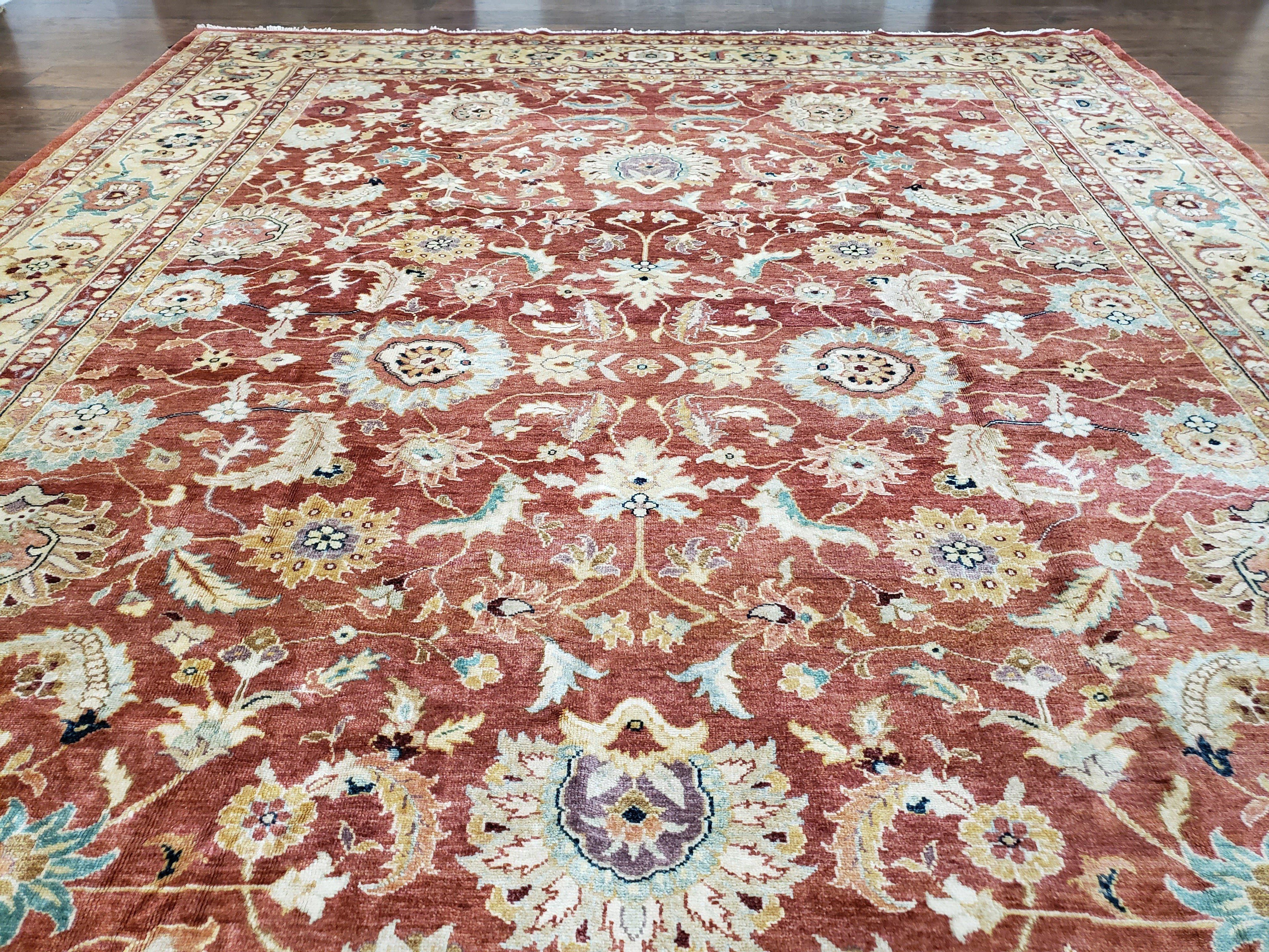 Safavieh Room Sized Rug 10x14, Wool Hand-Knotted Auburn Red & Light Gold Egyptian Mahal Oriental Carpet, 10 x 14 Large Living Room Rug