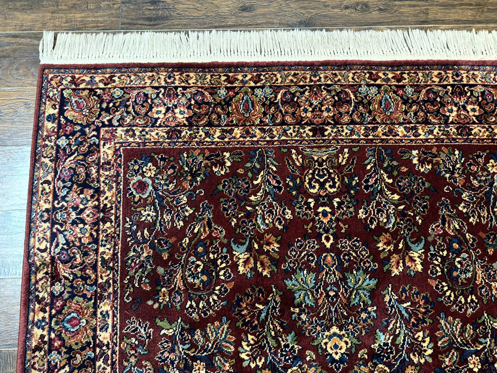5.9 x 9 Karastan Rug Red Sarouk Rug #785, 100% Wile Pile Carpet, Original 700 Series, Vintage