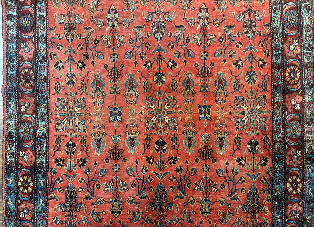 Antique Persian Tribal Rug 5 x 6.6, Tomato Red, Hamadan Angelas Rug