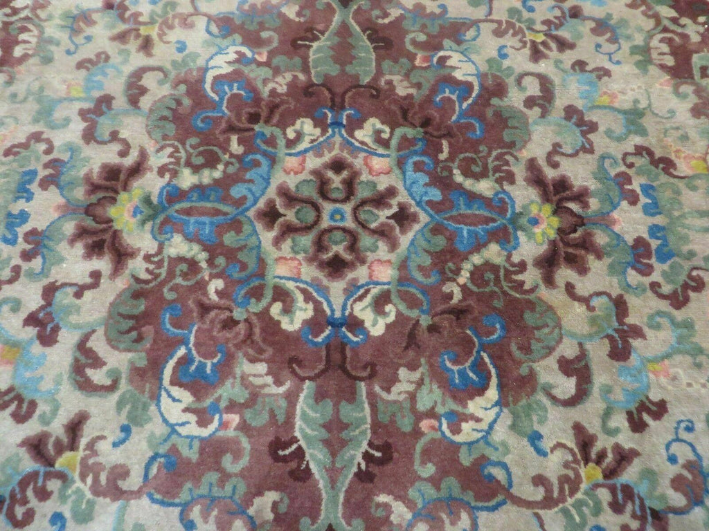 8' X 10' Vintage Handmade Chinese Art Deco Peking Nichols Wool Rug Flowers Nice
