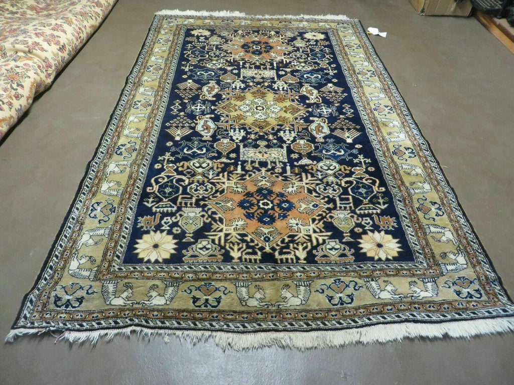 Persian Qum Rug 5.6 x 8.8, Navy Blue
