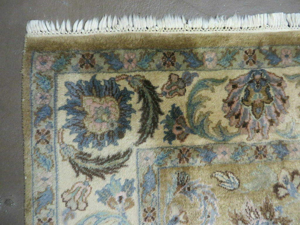 5' 6" X 9' Vintage Handmade Jaipur Indian Floral Oriental Wool Rug Veg Dyes
