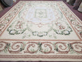 Elegant Aubusson Rug 10 x 14, Cream and Ivory Simple Aubusson Floral Carpet, Hand-Woven, European, New Aubusson Rug, Wool Area Rug, Violins