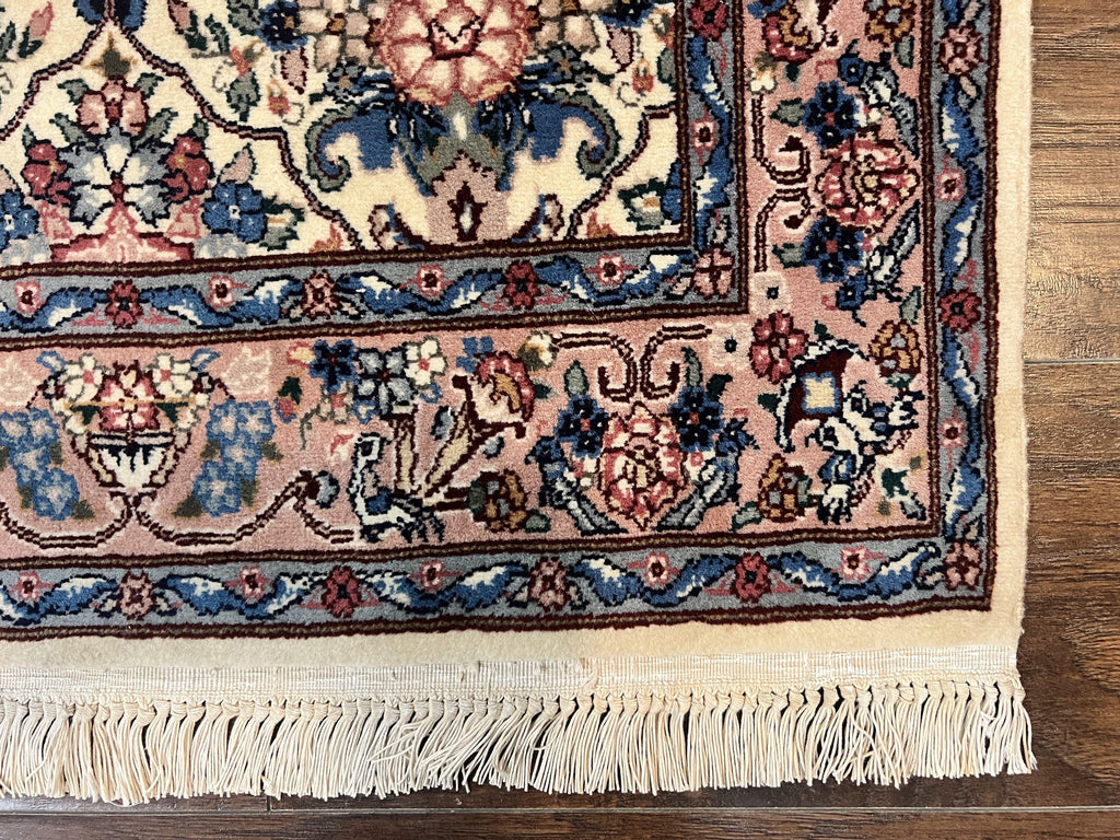 Sino Persian Runner Rug 2.8 x 14, Hand Knotted Vintage Oriental Hallway Rug, 14ft Runner, Cream, Floral, Wool