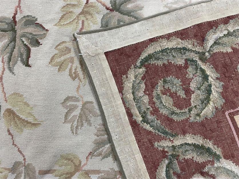 Aubusson Needlepoint Rug 9x12, Flatweave Carpet, Leaves, Wool, New, Handmade