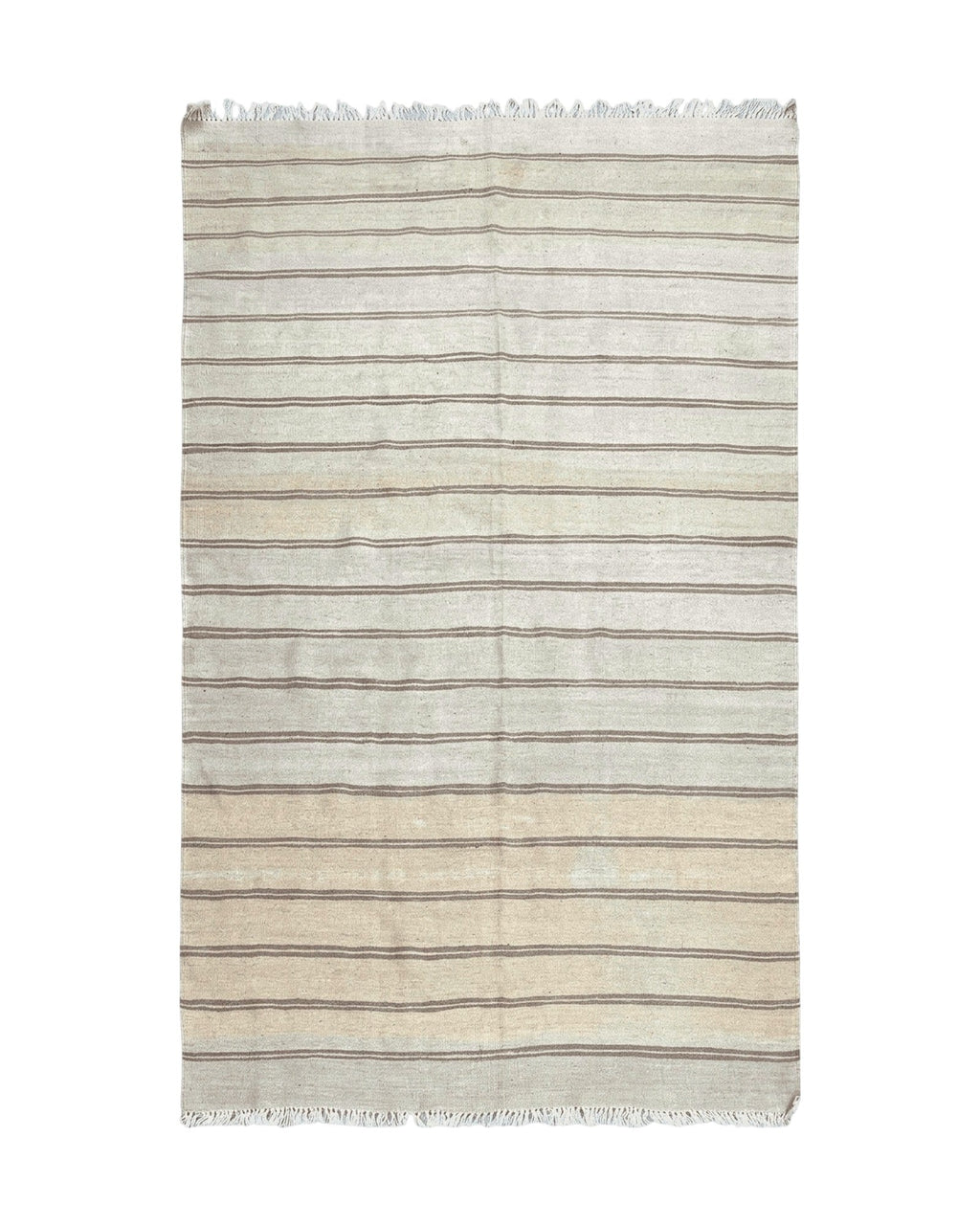 New Turkish Kilim Rug 5x8 Flatweave Carpet, Bohemian Rug, Contemporary Rug, Hand Woven, Wool Area Rug, Gray and Taupe, Striped Pattern