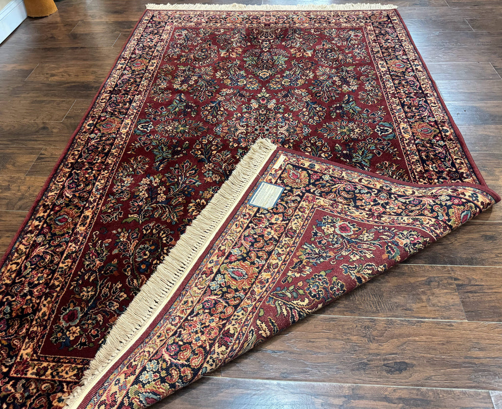 5.9 x 9 Karastan Rug Red Sarouk Rug #785, 100% Wile Pile Carpet, Original 700 Series, Vintage