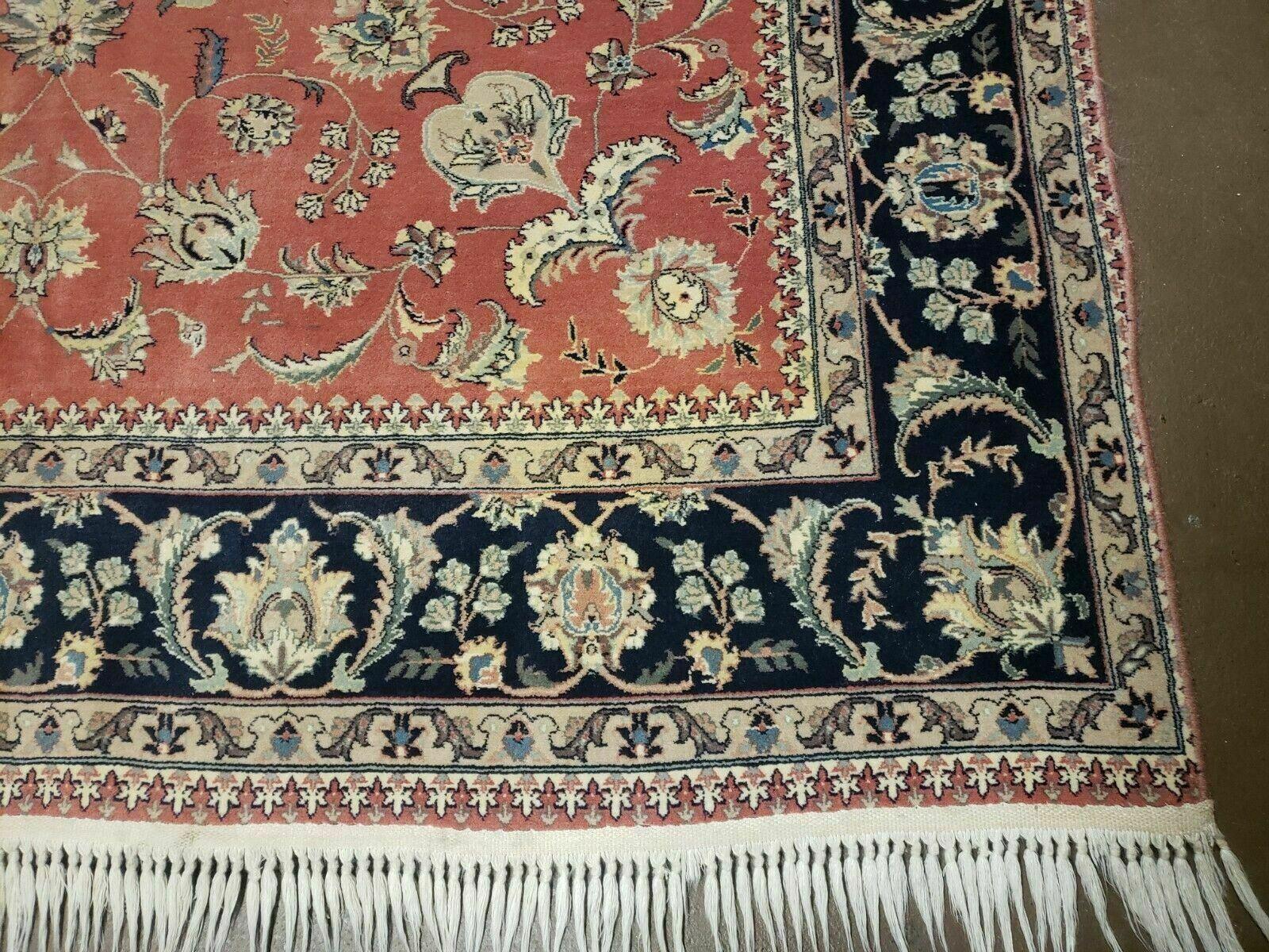 6' X 9' Vintage Fine Oriental Floral Handmade Wool Rug Vegetable Dyes Red Nice