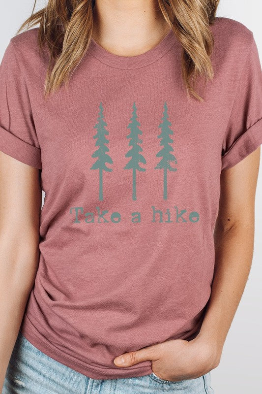 Pine Trees Take A Hike Summer Trip Graphic Tee T-Shirt