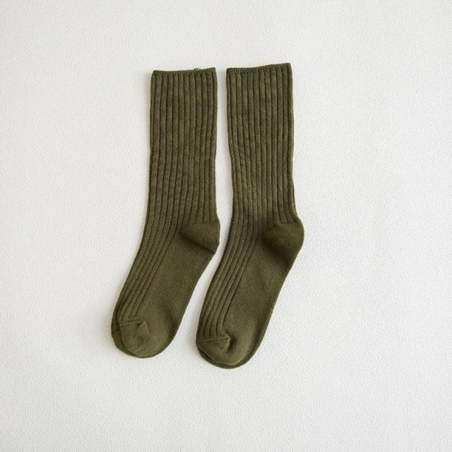 1Pair Ladies Pile Socks for Autumn Winter Pure Cotton Socks Solid Color Keep Warm Women Socks Mid Tube Socks Thickening Cashmere Socks For Men And Women