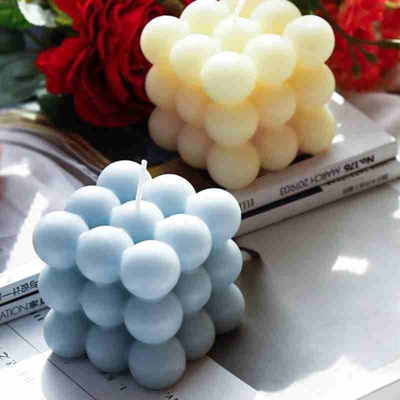 1pc Cube Wax Fragrance Candle Bougie Rose Scented Candles Cute Wax Candles Cube Scented Candle Handmade Decorative Candle Hand Poured Scented Candle Home Decor Candle for Bedroom Aesthetic  Home Geometric Decoration Cube Wax Fragrance Candle
