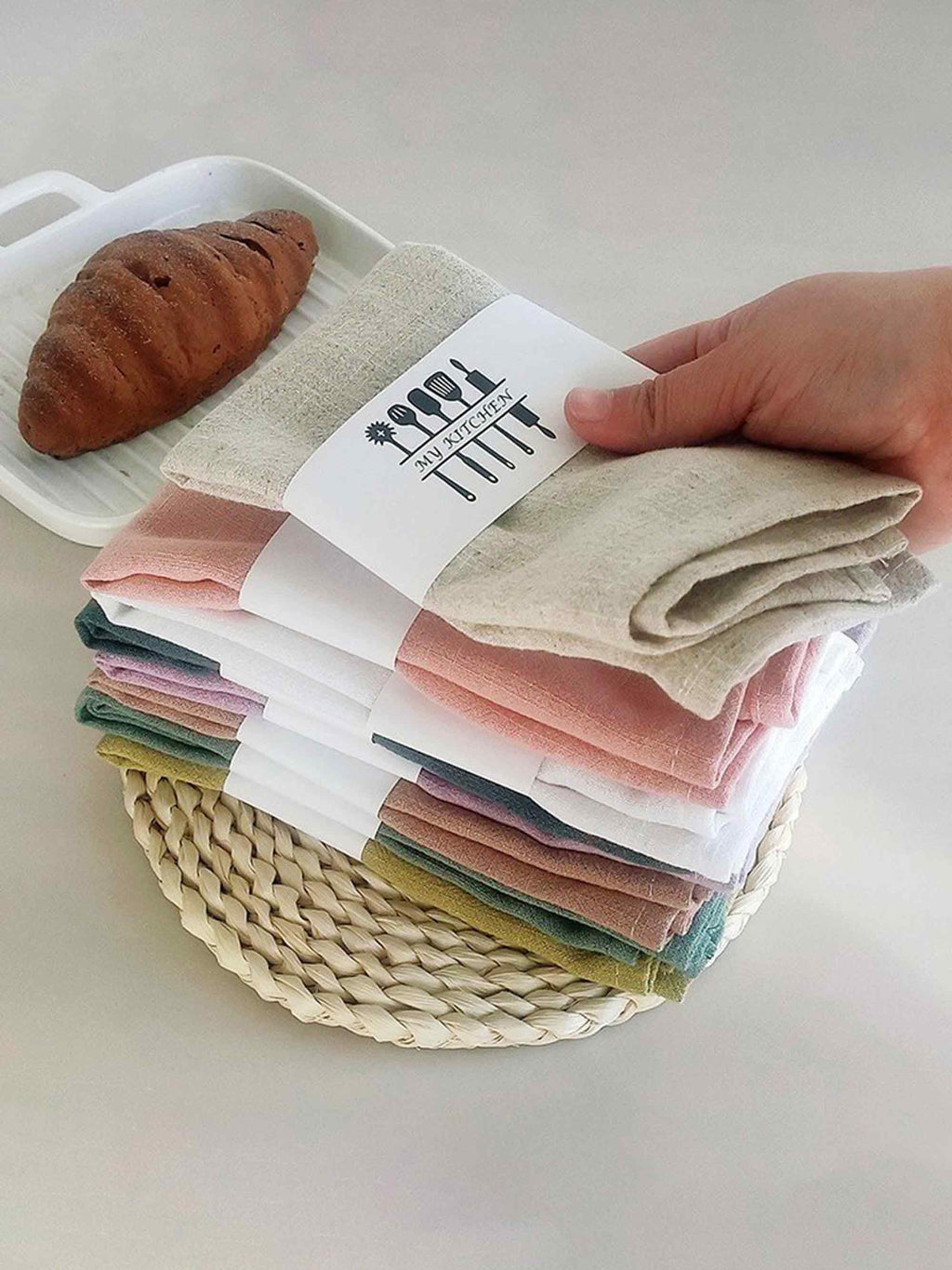 Cotton Linen Napkins Solid Color Placemats Tea Towels