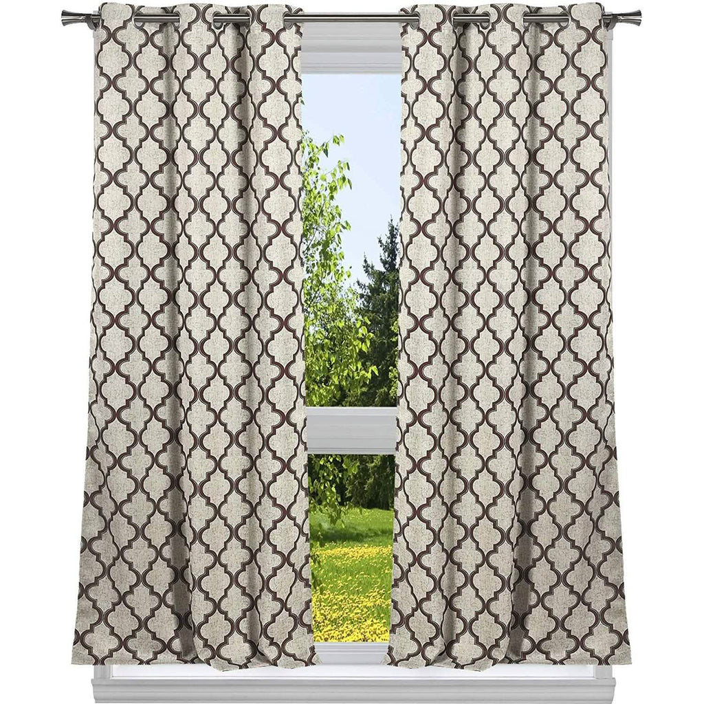 2-Pack: Heavy Geometric Blackout Grommet Window Curtain Pair Panel