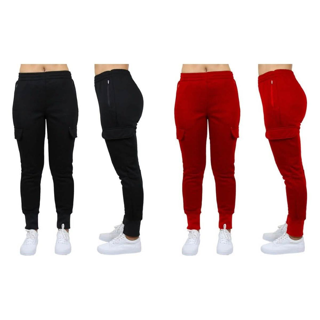 2-Pack: Women's Fleece-Lined Loose-Fit Cargo Joggers