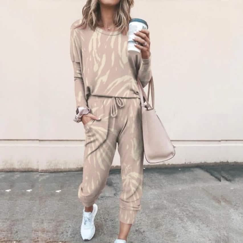 2-Piece Set: Women's Basic Tie Dye Sweatshirt Tracksuit Pants Sets