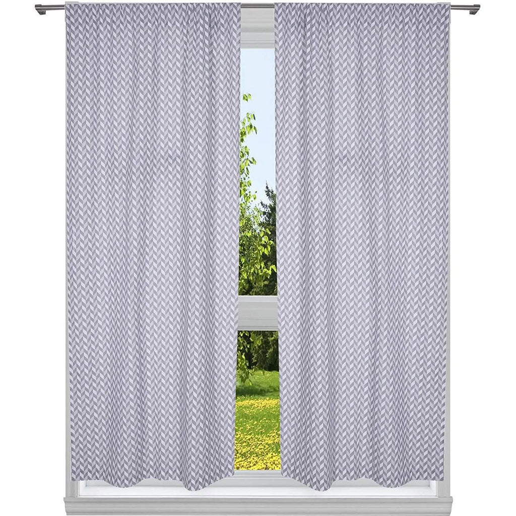 2-Piece Set:100% Cotton Chevron Print Blackout Window Curtain Pair Panel
