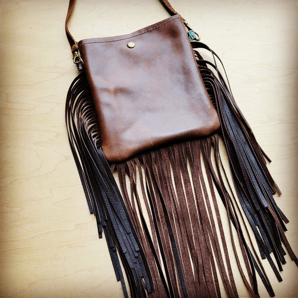 Small Crossbody Handbag w/ Leopard Hide & Fringe