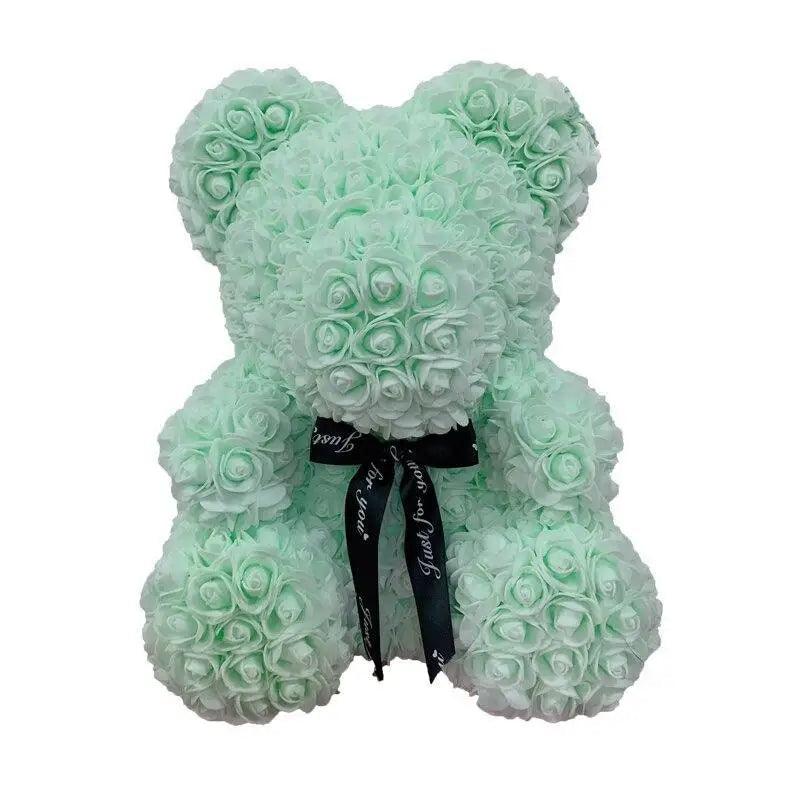 2021 Cute Artificial Flower Rose of Teddy Bear Christmas Decoration for Home Valentines Women Gifts