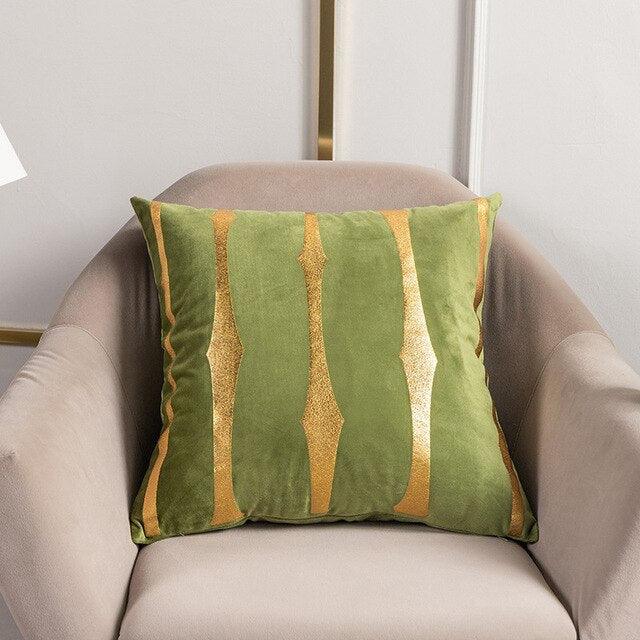 2021 Fashion Striped Pillowcase Festival Home Bronzing Square Decorative Throw Pillow Cover With Gold Striped Cushion Cases Modern Luxury Pillowcases Cushion Cover Soft Fabric Pillow Cases Decorative 45x45CM