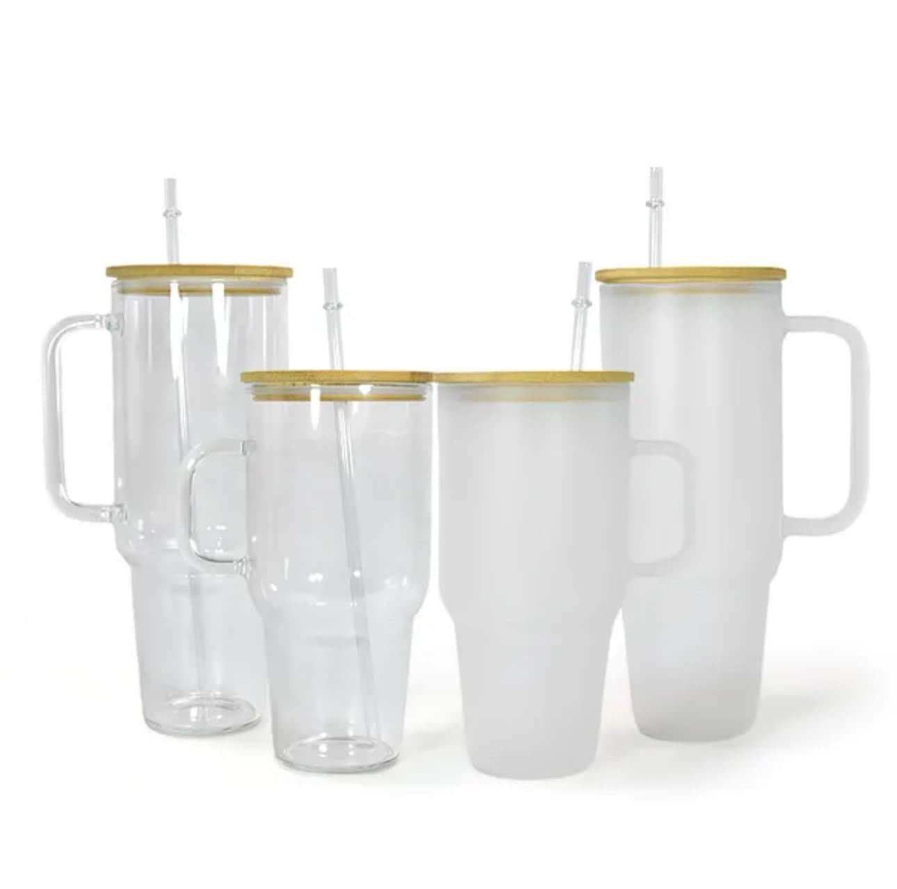 32oz or 40oz Personalized custom Sublimation Clear or Frost Glass Tumbler, Mug, Cup with Handle