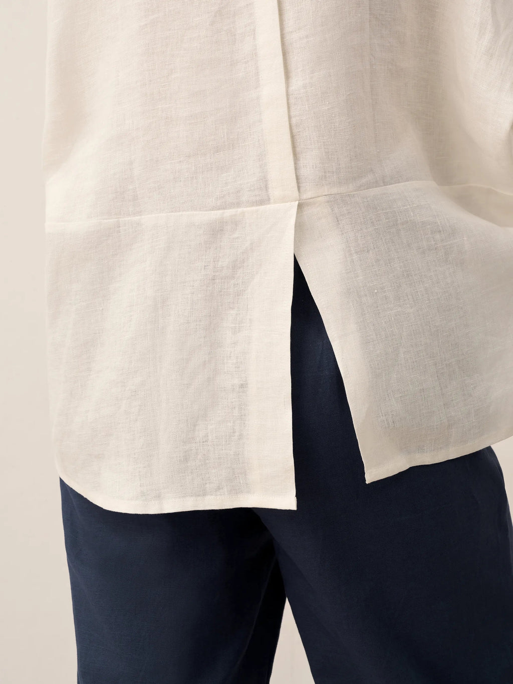 100% Linen Round Neck Mid-Sleeve Top ROBYN