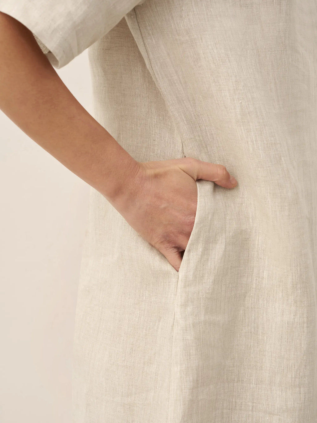 100% Linen Pocket Caftan Midi-Dress ESME