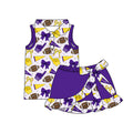 MOQ 5 pcs polo top purple bow football top skirt girls team active outfits