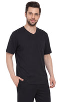 Men's Heavyweight Short Sleeve V-Neck T-Shirt – Relaxed Fit Cotton Blend with Pocket