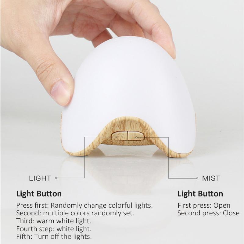 Mini USB Egg Essential Oil Diffuser 80ml Lovely Humidifier 7-Color Adjustable Decorative LED Night Light Intelligent Automatic Closure for Home Office Bedroom Yoga Student Dormitory