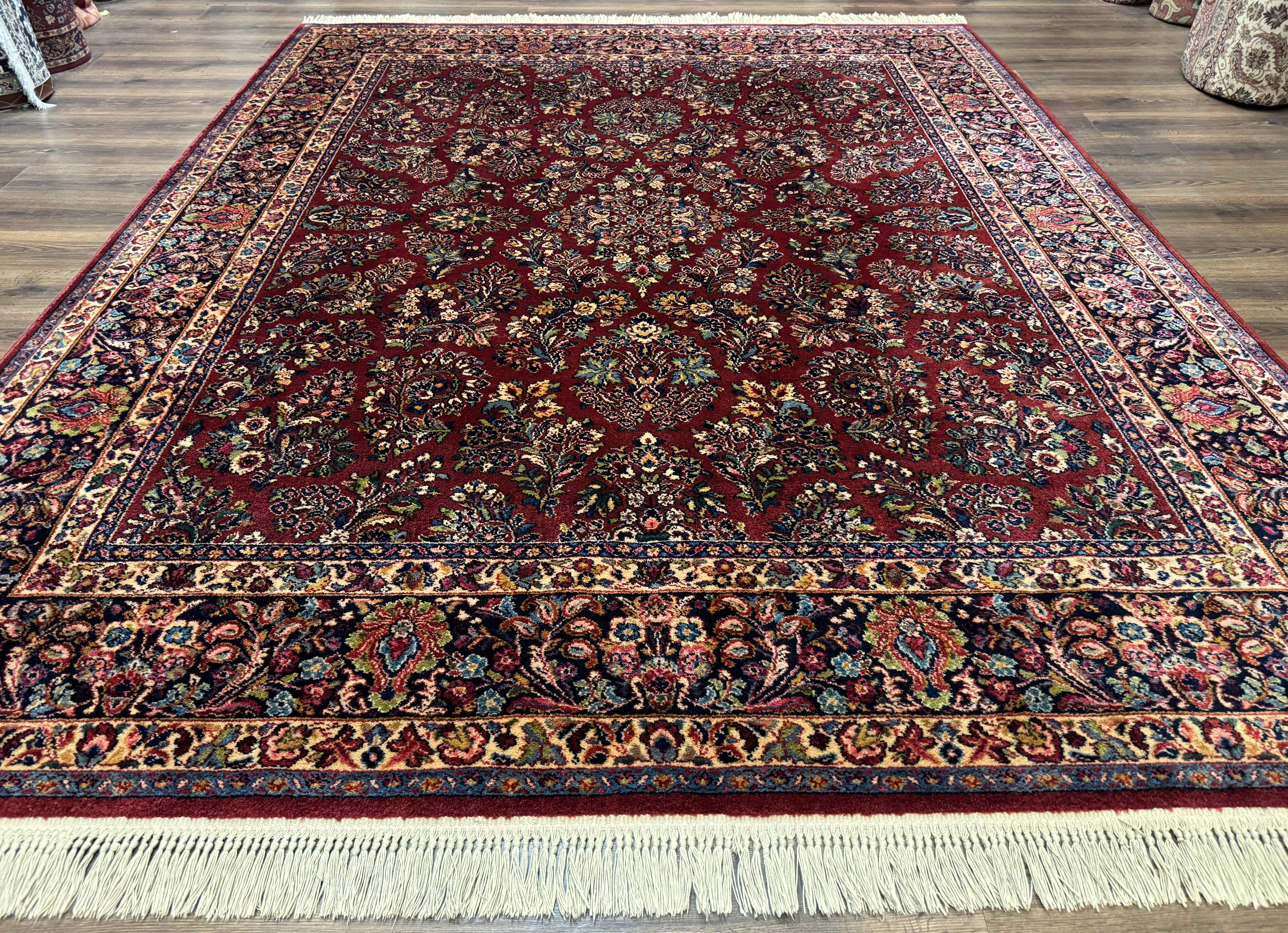 8.8 x 10.6 Karastan Red Sarouk Rug #785, Wool Pile Original 700 Series