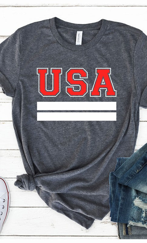 Retro Varsity USA Plus Size Graphic Tee T-Shirt