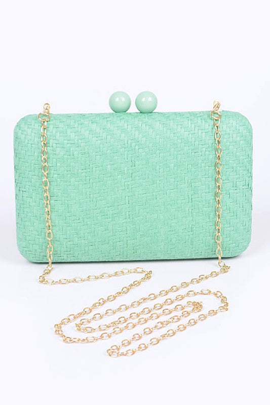 Faux Straw Iconic Box Clutch