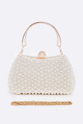 Pearl Embellishment Double Sided Statement Clutch