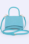 Faux Straw Top Handle Crossbody Swing Bag