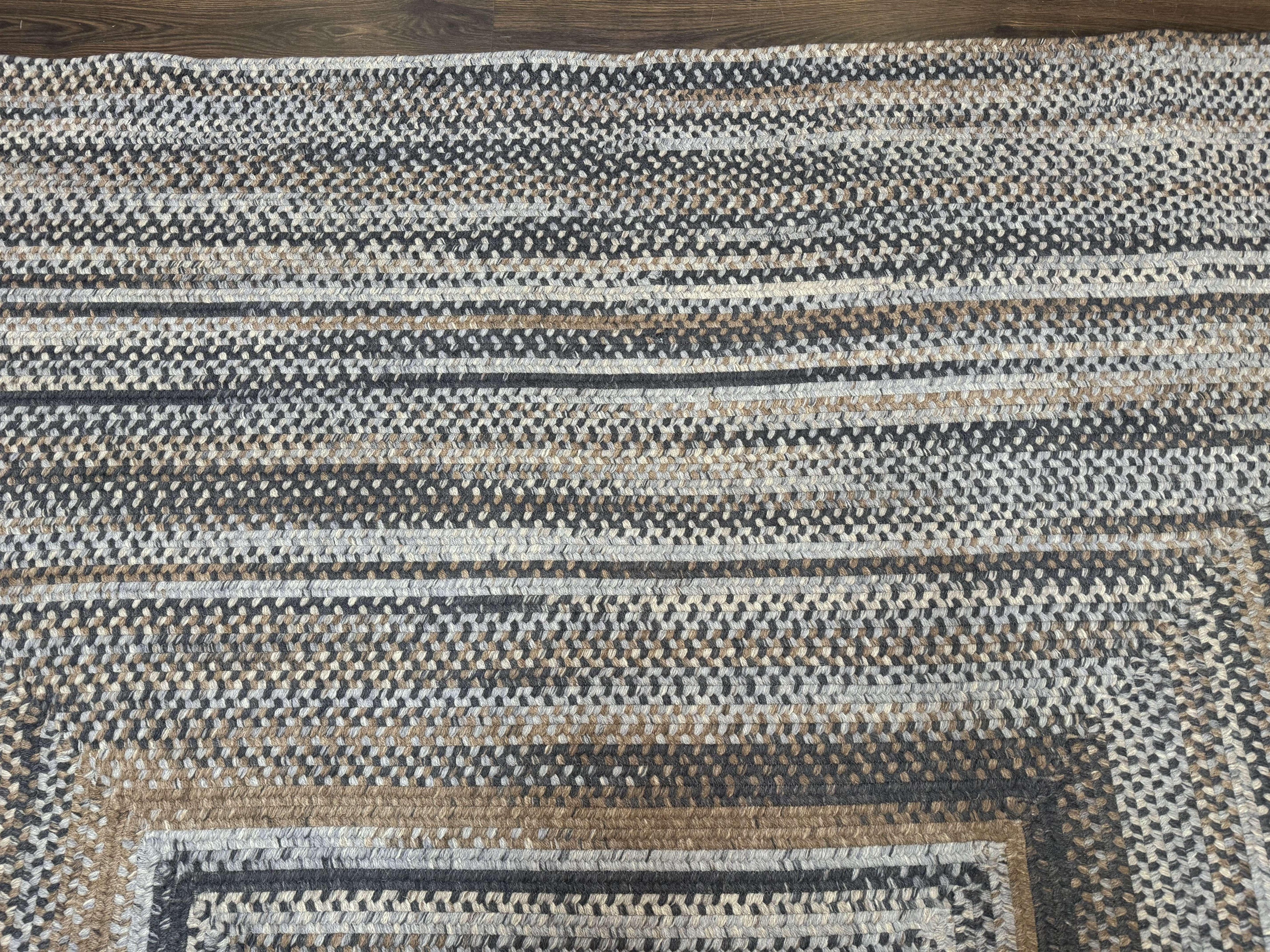 Large American Braided Rug 10x13, Multicolor, Vintage Braided Carpet, Rare Size