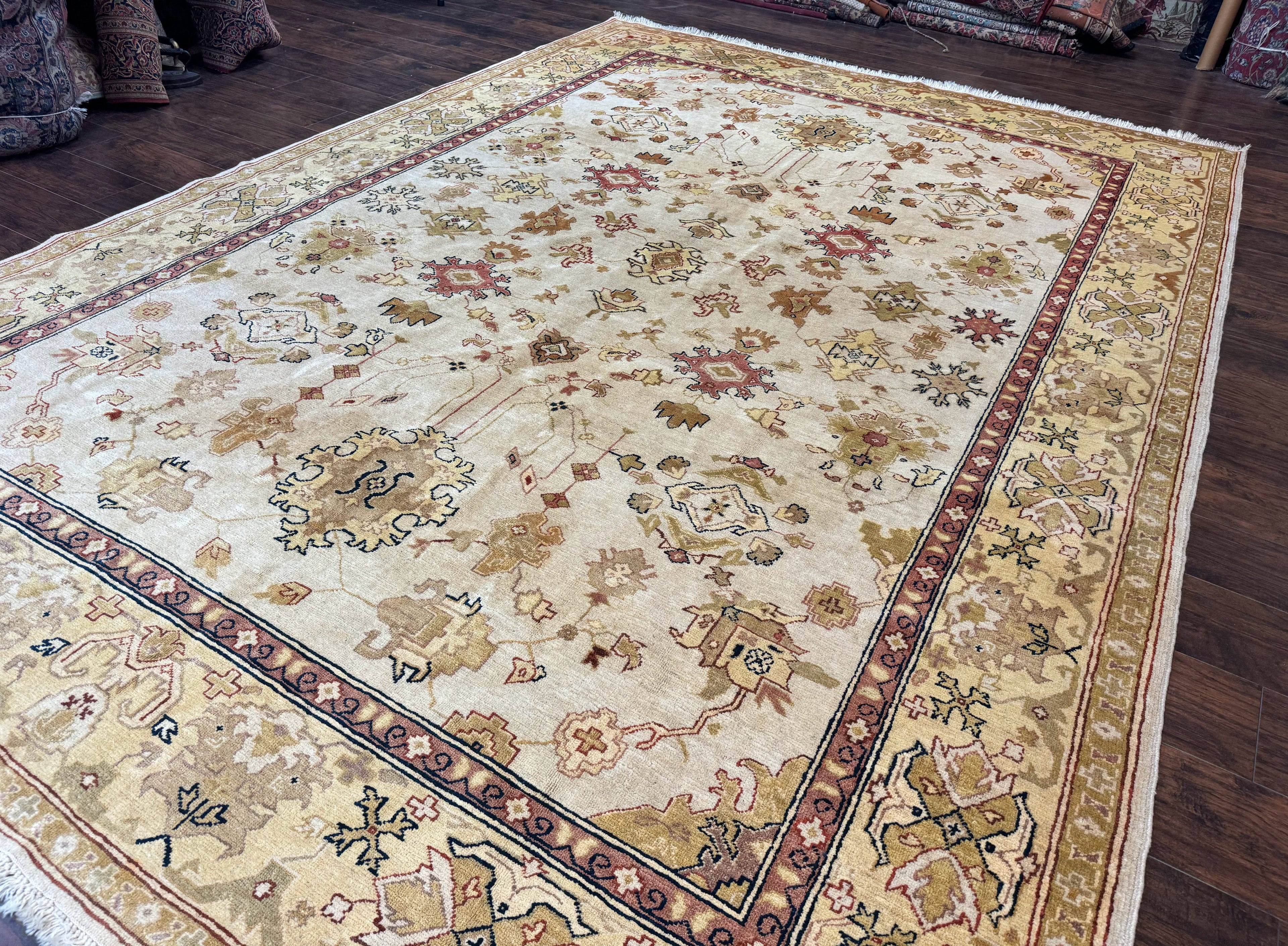 Turkish Oushak Rug 9x12, Oat Color, Wool Carpet