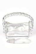 Metallic Braided Top Hanlde Convertable Bag