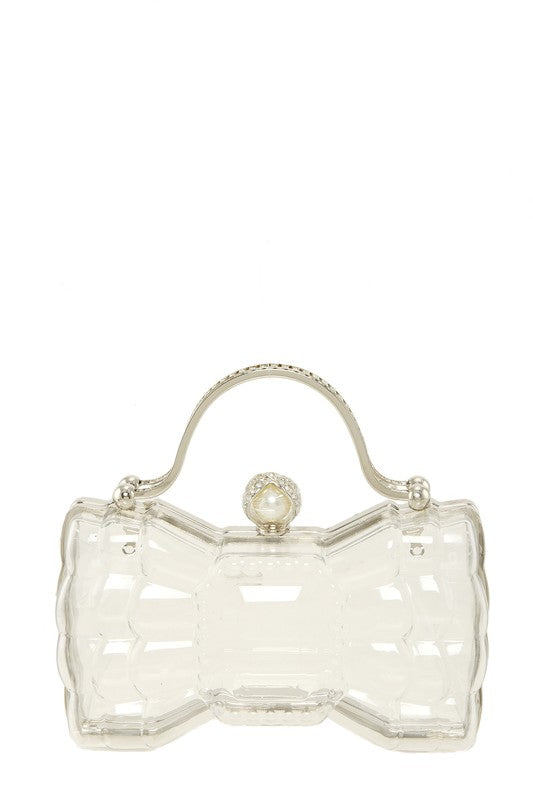 Rhinestone Ribbon Shape Transparent Rigid Bag