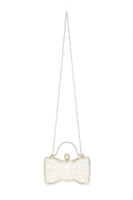 Rhinestone Ribbon Shape Transparent Rigid Bag