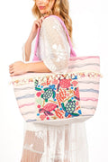 Sea Life Embroidered Oversize Tote Bag