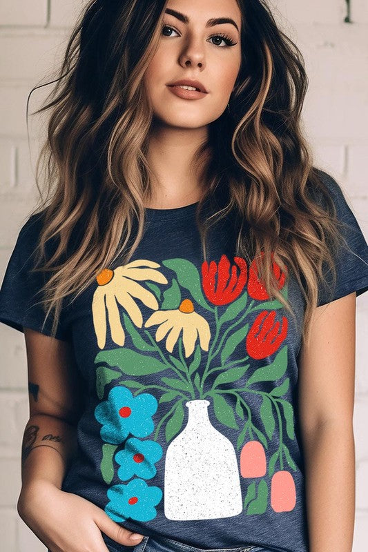 Boho Abstract Floral  Graphic T Shirts