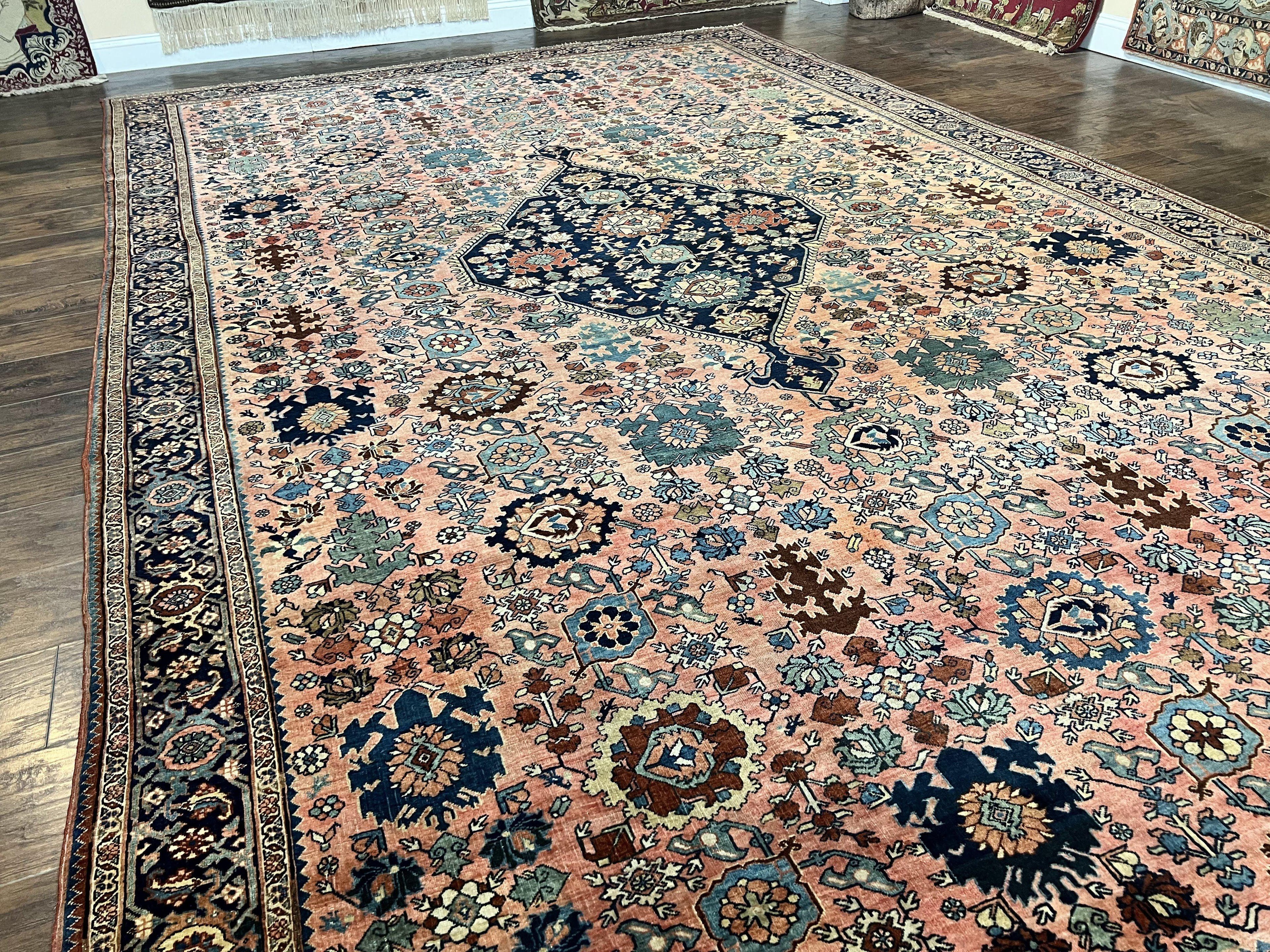 Rare Persian Sarouk Farahan Rug 9x15 – Antique Wool Carpet, Signed By Master Weaver
