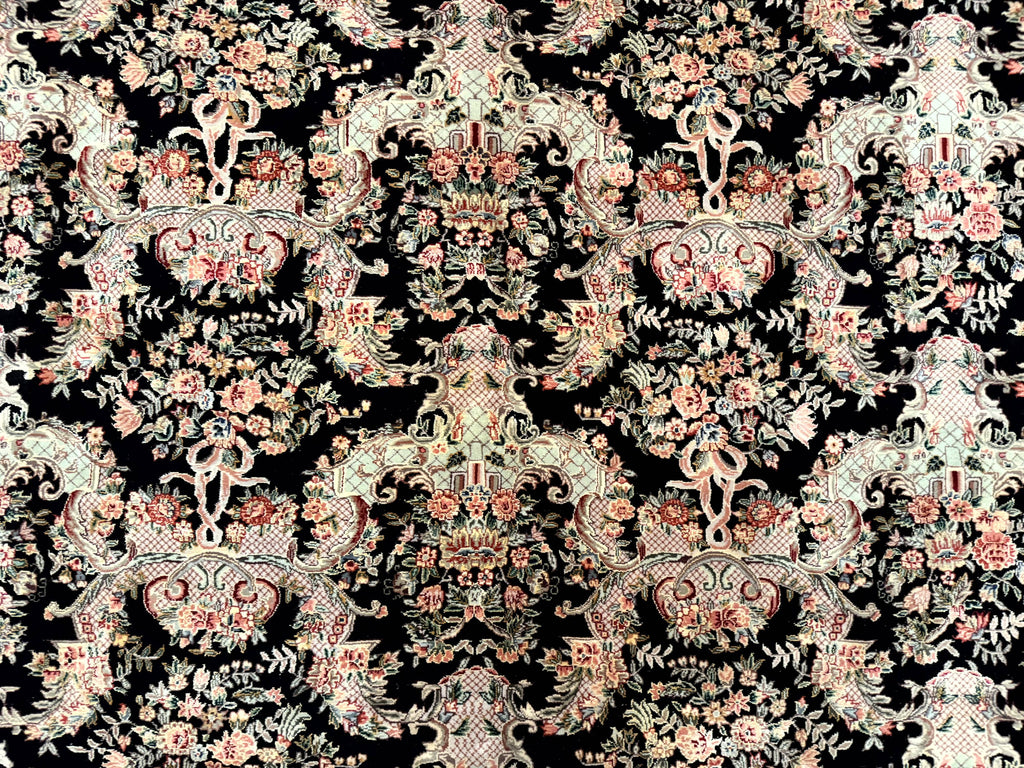 Sino Persian Rug 9x12, Black, Floral Bouquets
