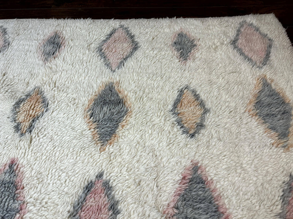 Large Modern Contemporary Indian Shag Rug 11x14, Ivory, Handmade Wool Carpet