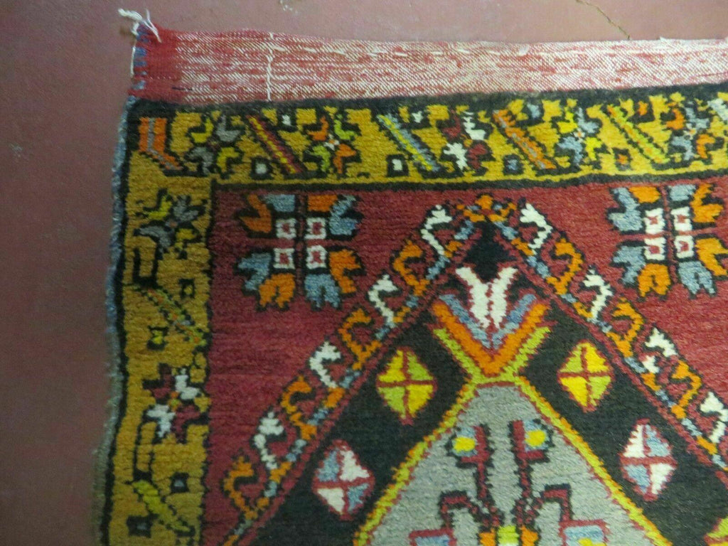19" X 42" Antique Handmade Turkish Colorful Oushak Oshak Yastik Wool Rug Mat