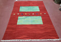 Red Turkish Kilim Rug, 5x7 - 6x8 Rugs, Red and Green Kilim Carpet, Kilim Area Rugs, Flatweave No Pile Rug, New Turkish Rug, Handmade Kilim