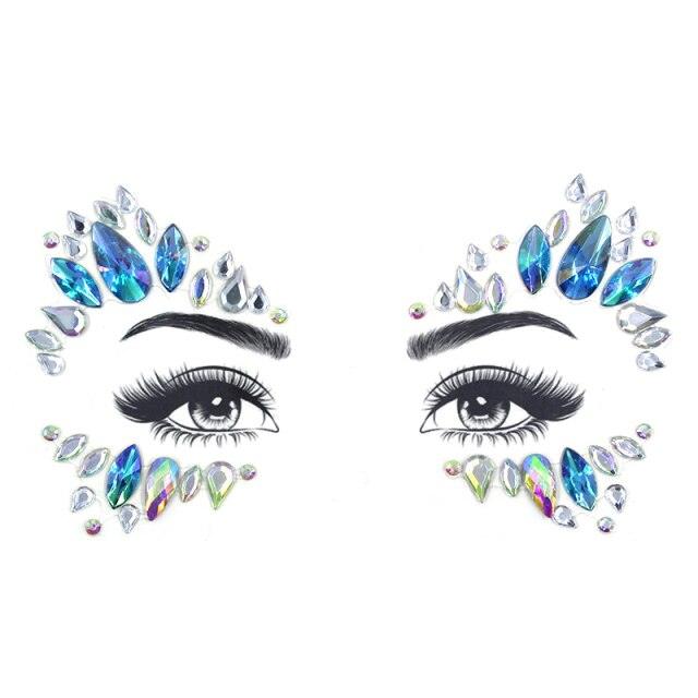 23 Sets Glitter Face Jewels Sticker Temporary Party Face Makeup Tattoo Face Gems Glitter Face Jewels Crystal Stickers For Womens
