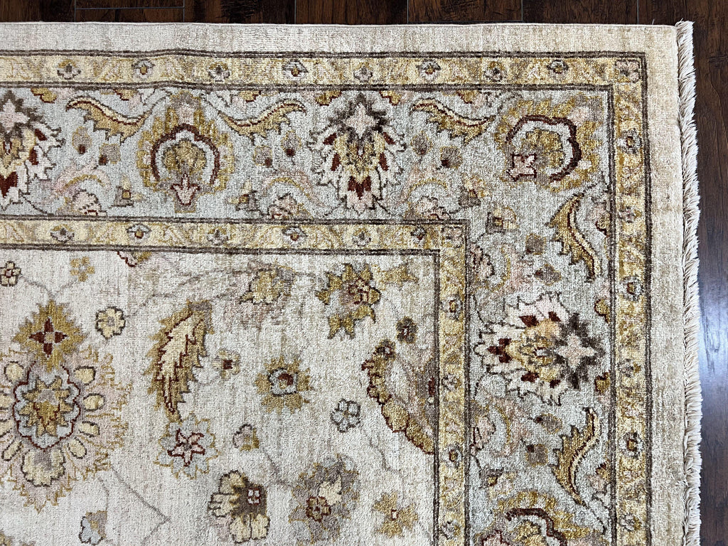 Peshawar Rug 8x10, Oushak Rug, Neutral Colors Hand Knotted Farmhouse Rug