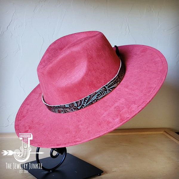 Turquoise Floral Western Leather Band W/Choice Hat